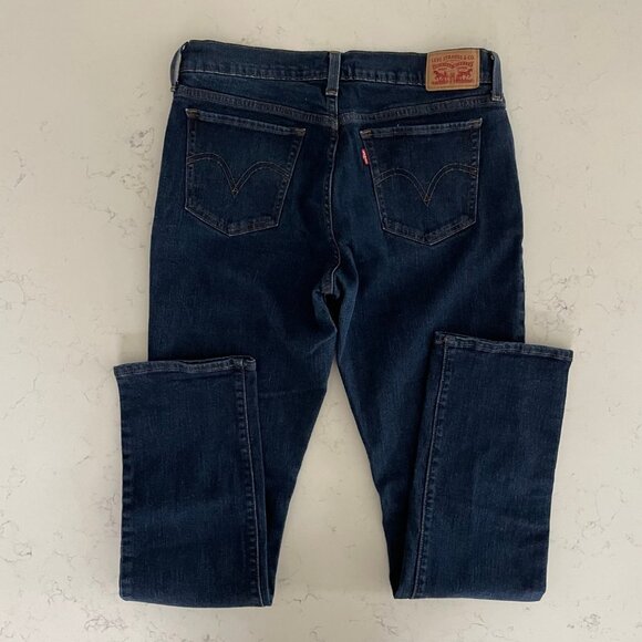 Levi's Casual 414 Relaxed Straight Leg 5 Pocket Dk Wash Denim Jeans Blue Sz 29 - Picture 4 of 9